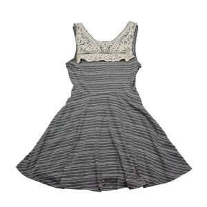 Dorothy Dress Womens M Black Sleeveless Striped Lace Pullover Mini Sundress